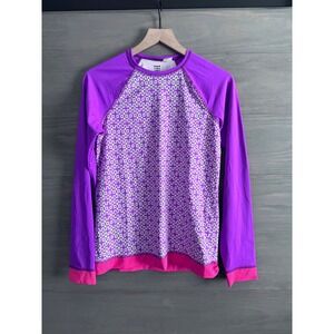 TITLE NINE WOMEN'S GOLF LONG SLEEVE‎ SHIRT TOP TEAL PURPLE Size Large